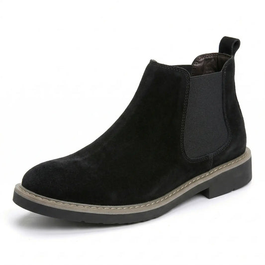 Nexus 7cm height increasing suede leather Chelsea boots for men - Lucimora