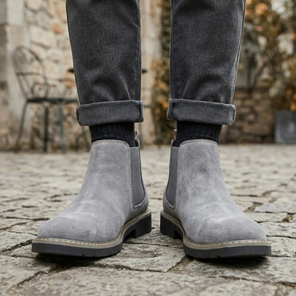 Nexus 7cm height increasing suede leather Chelsea boots for men - Lucimora