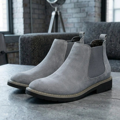 Nexus 7cm height increasing suede leather Chelsea boots for men - Lucimora