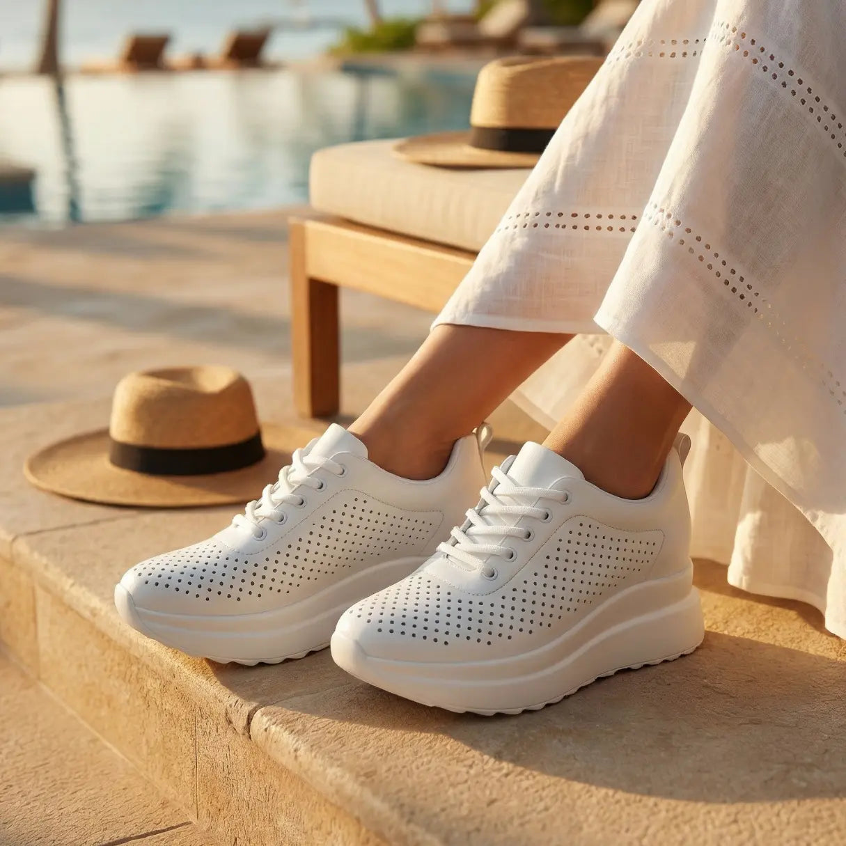 Noira 10cm (3.9" inches) height increasing elevator leather sneakers for women from Lucimora 