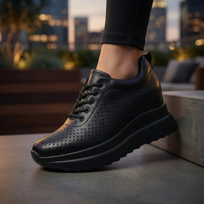 Noira 10cm (3.9" inches) height increasing elevator leather sneakers for women from Lucimora 