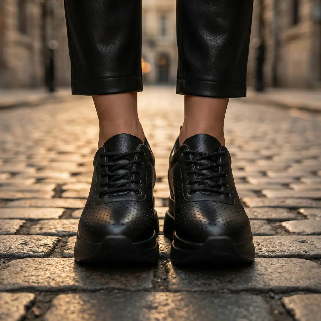 Noira 10cm (3.9" inches) height increasing elevator leather sneakers for women from Lucimora 