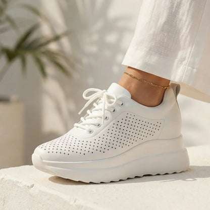 Noira 10cm (3.9" inches) height increasing elevator leather sneakers for women from Lucimora 