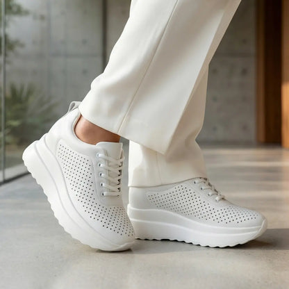 Noira 10cm (3.9" inches) height increasing elevator leather sneakers for women from Lucimora 