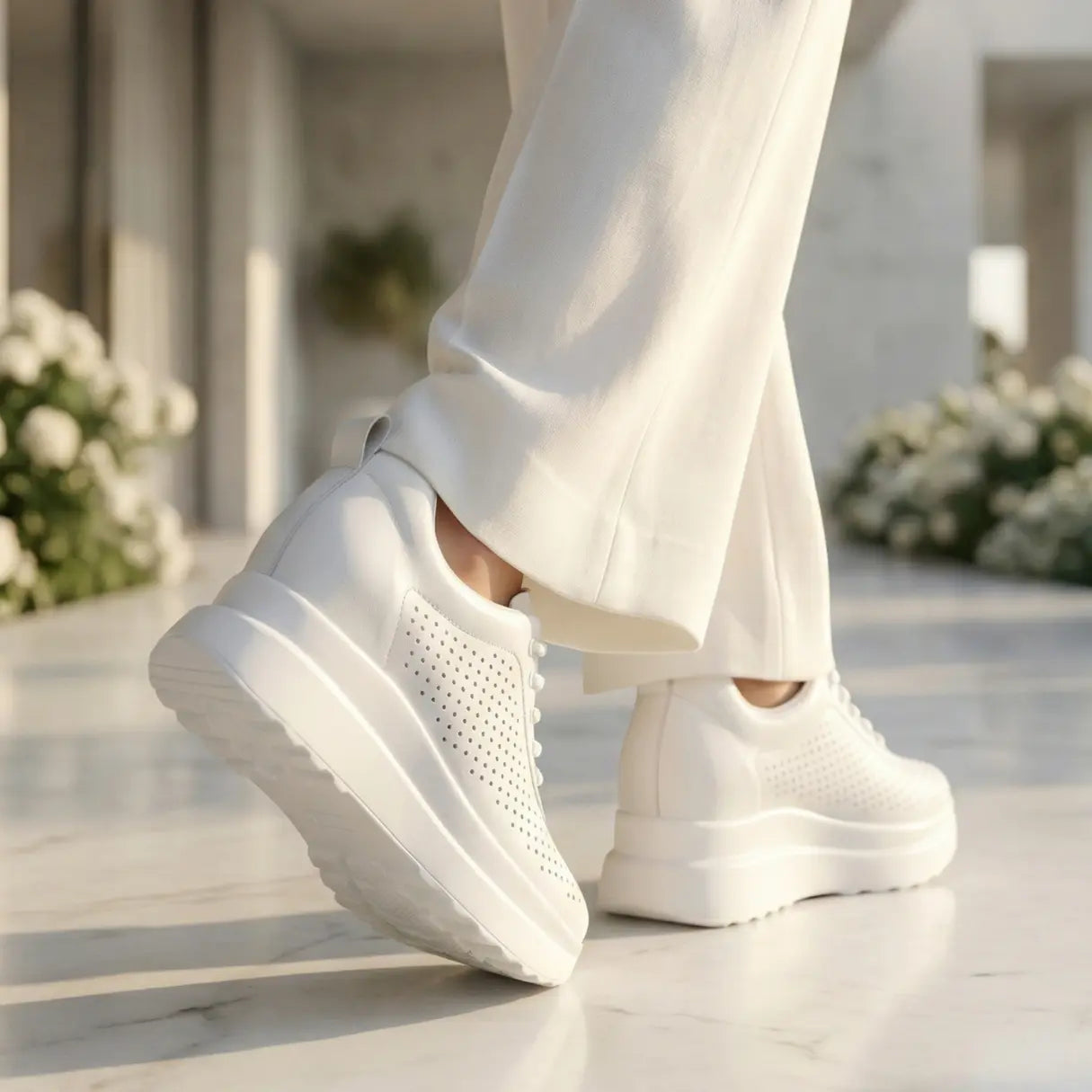 Noira 10cm (3.9" inches) height increasing elevator leather sneakers for women from Lucimora 