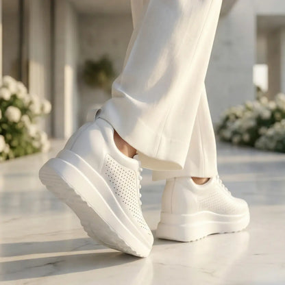 Noira 10cm (3.9" inches) height increasing elevator leather sneakers for women from Lucimora 