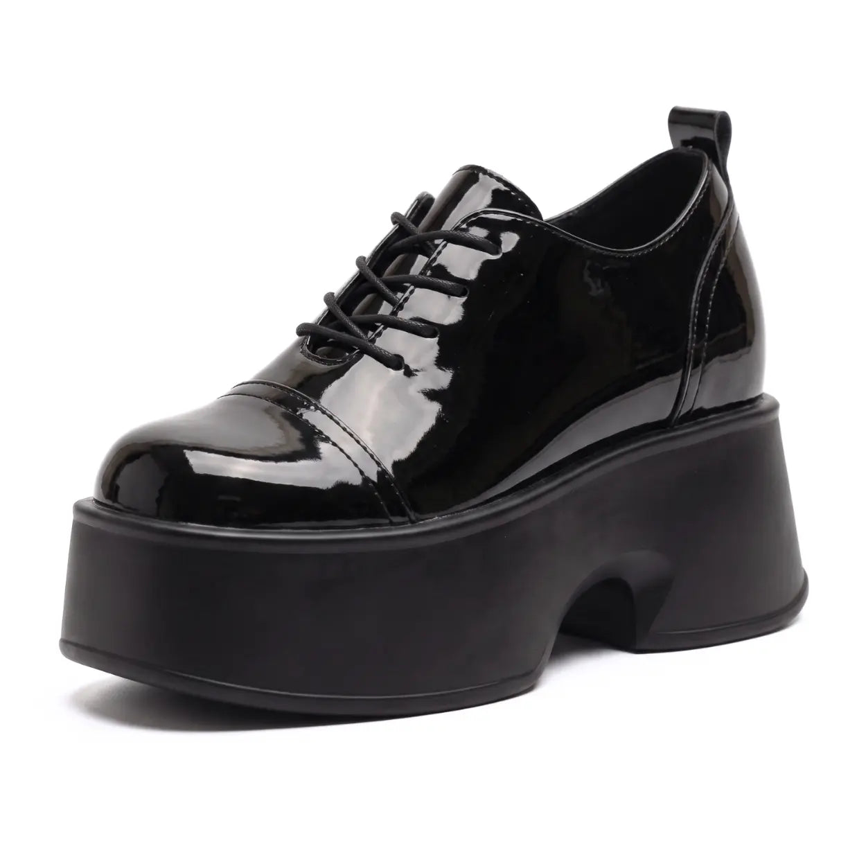 Nyssa Women's Chunky Platform Oxfords | 11cm Hidden Heel Height Increasing Patent Shoes | Lucimora
