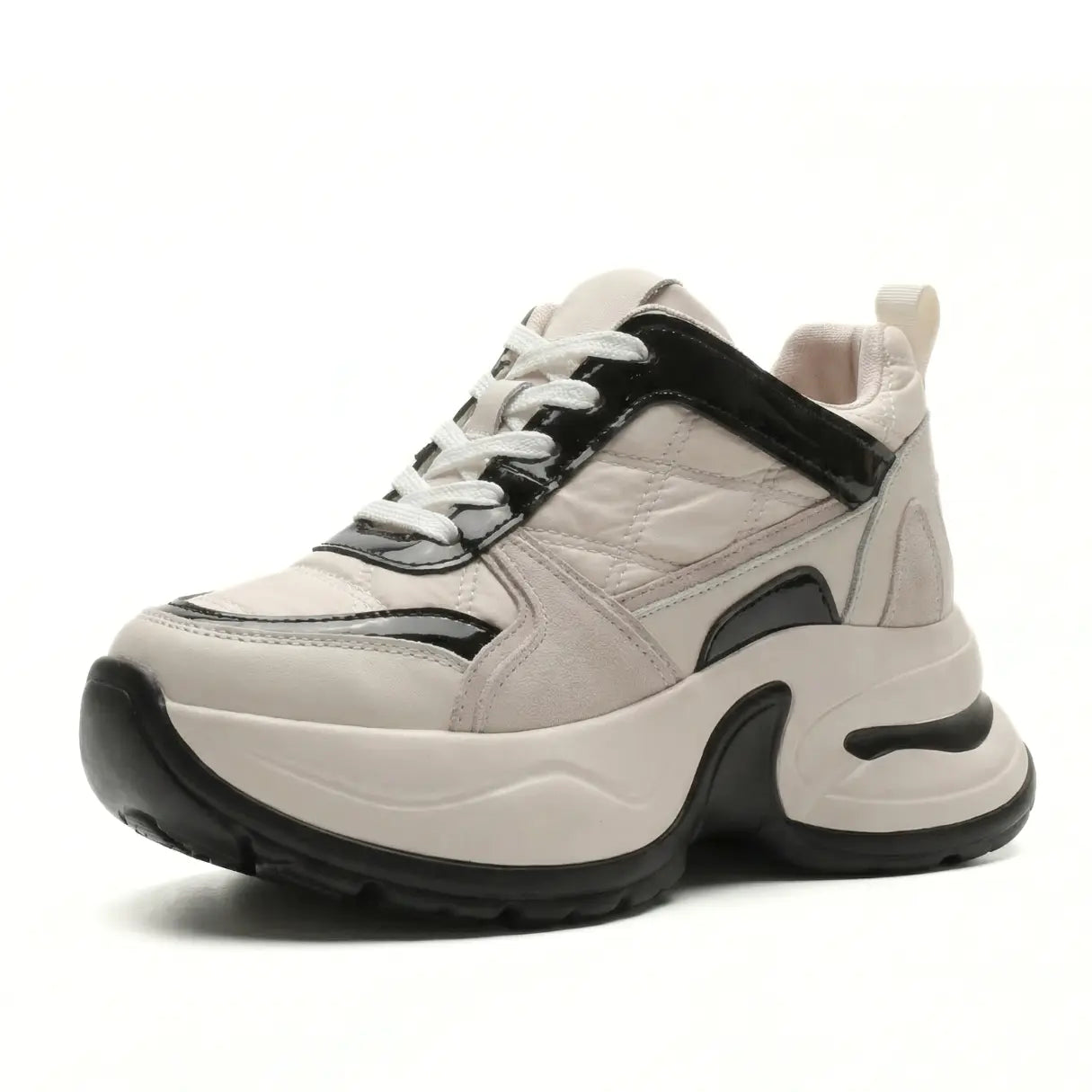 Nyvera 11cm (4.3" inches) height increasing elevator leather platform sneakers for women from Lucimora - high fashion