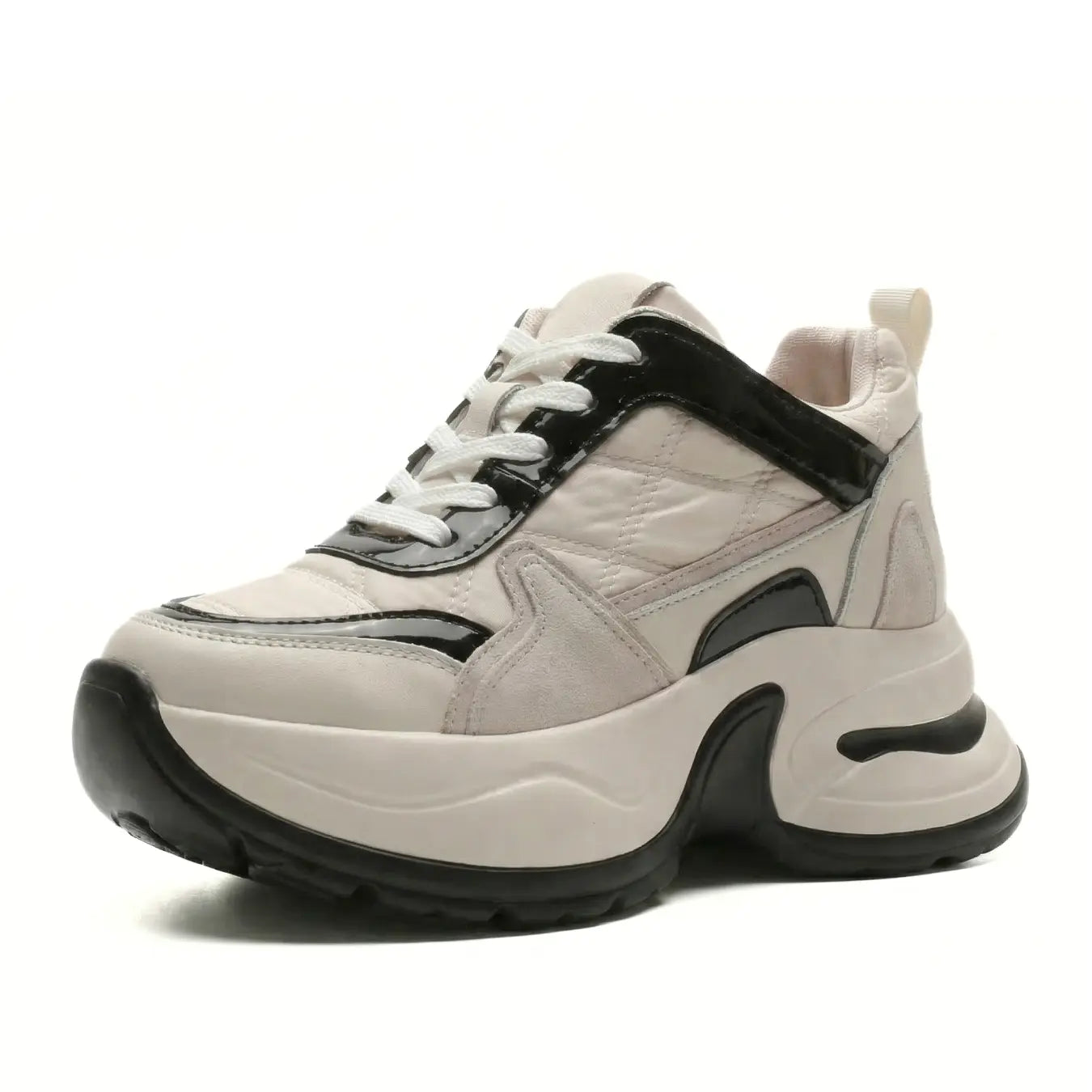 Nyvera 11cm (4.3" inches) height increasing elevator leather platform sneakers for women from Lucimora - high fashion