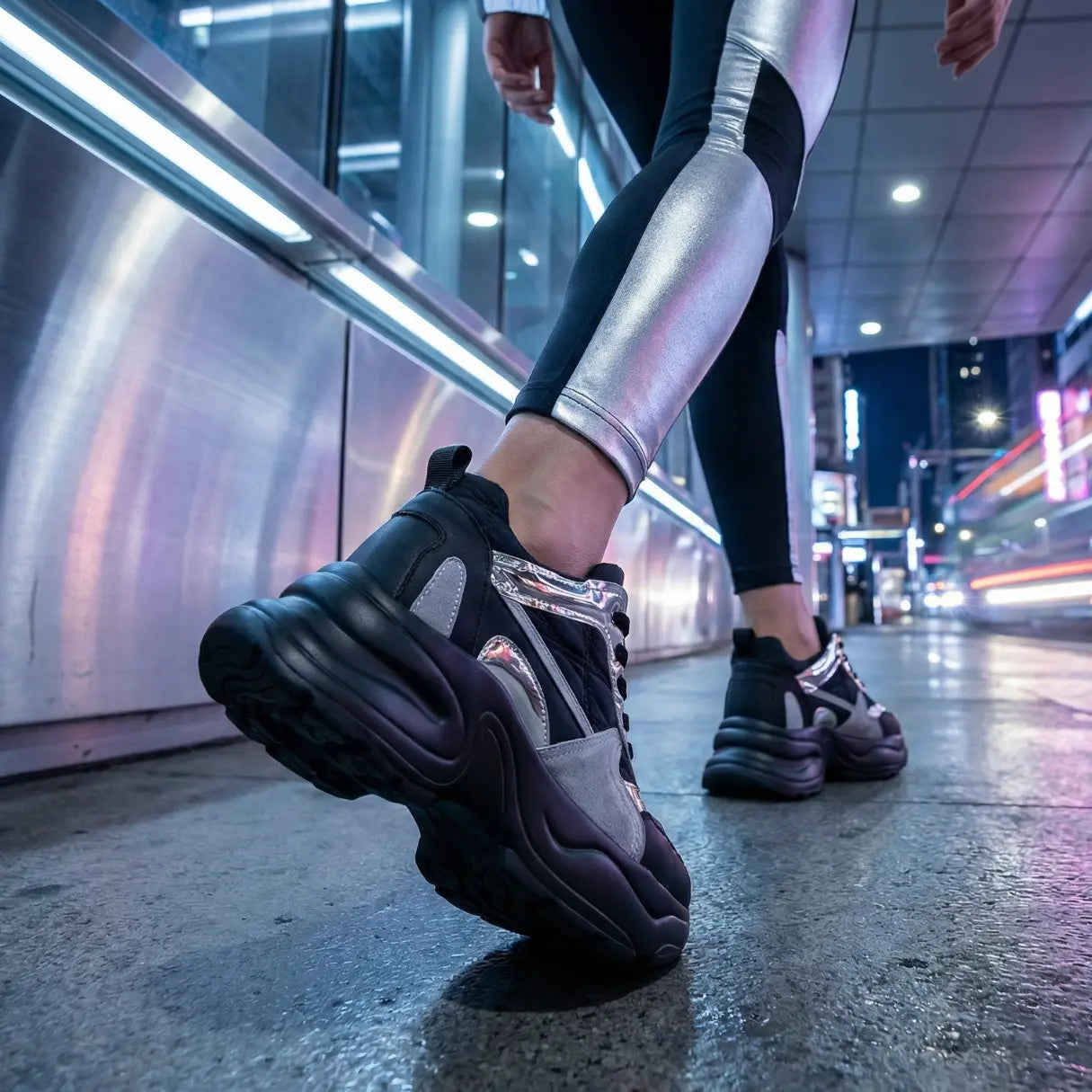 Nyvera 11cm (4.3" inches) height increasing elevator leather platform sneakers for women from Lucimora - high fashion