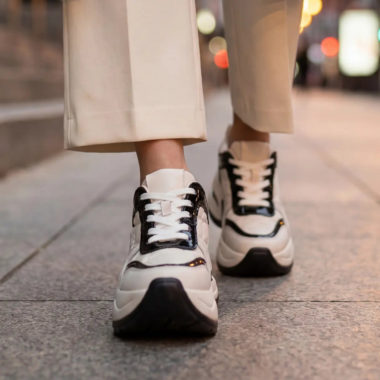 Nyvera 11cm (4.3" inches) height increasing elevator leather platform sneakers for women from Lucimora - high fashion