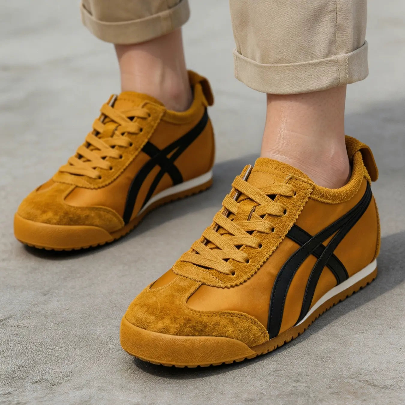 Onilift 6cm height increasing suede leather sneakers for women - Lucimora