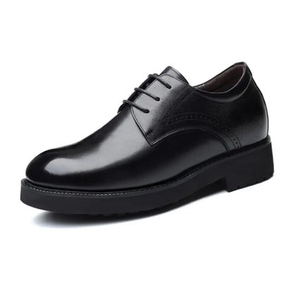 ovrin 8cm height increasing leather dress black shoes for men