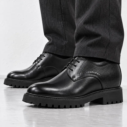 Ovrin 2.0 (11cm Height Increase) | Elevator Leather Formal Shoes | Lucimora - black