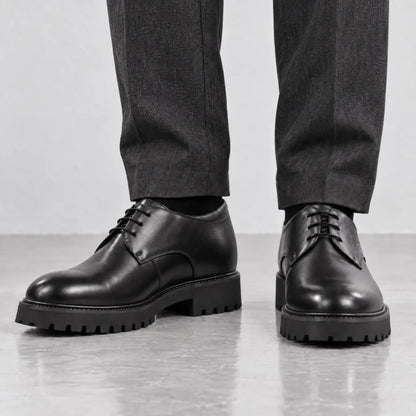 Ovrin 2.0 (11cm Height Increase) | Elevator Leather Formal Shoes | Lucimora - black
