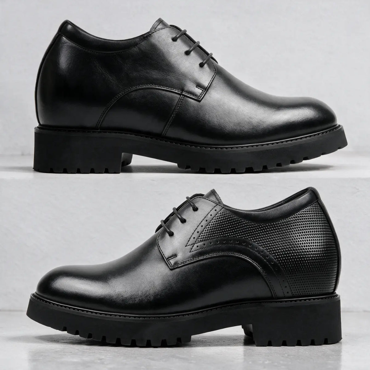 Ovrin 2.0 (11cm Height Increase) | Elevator Leather Formal Shoes | Lucimora - black