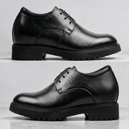 Ovrin 2.0 (11cm Height Increase) | Elevator Leather Formal Shoes | Lucimora - black