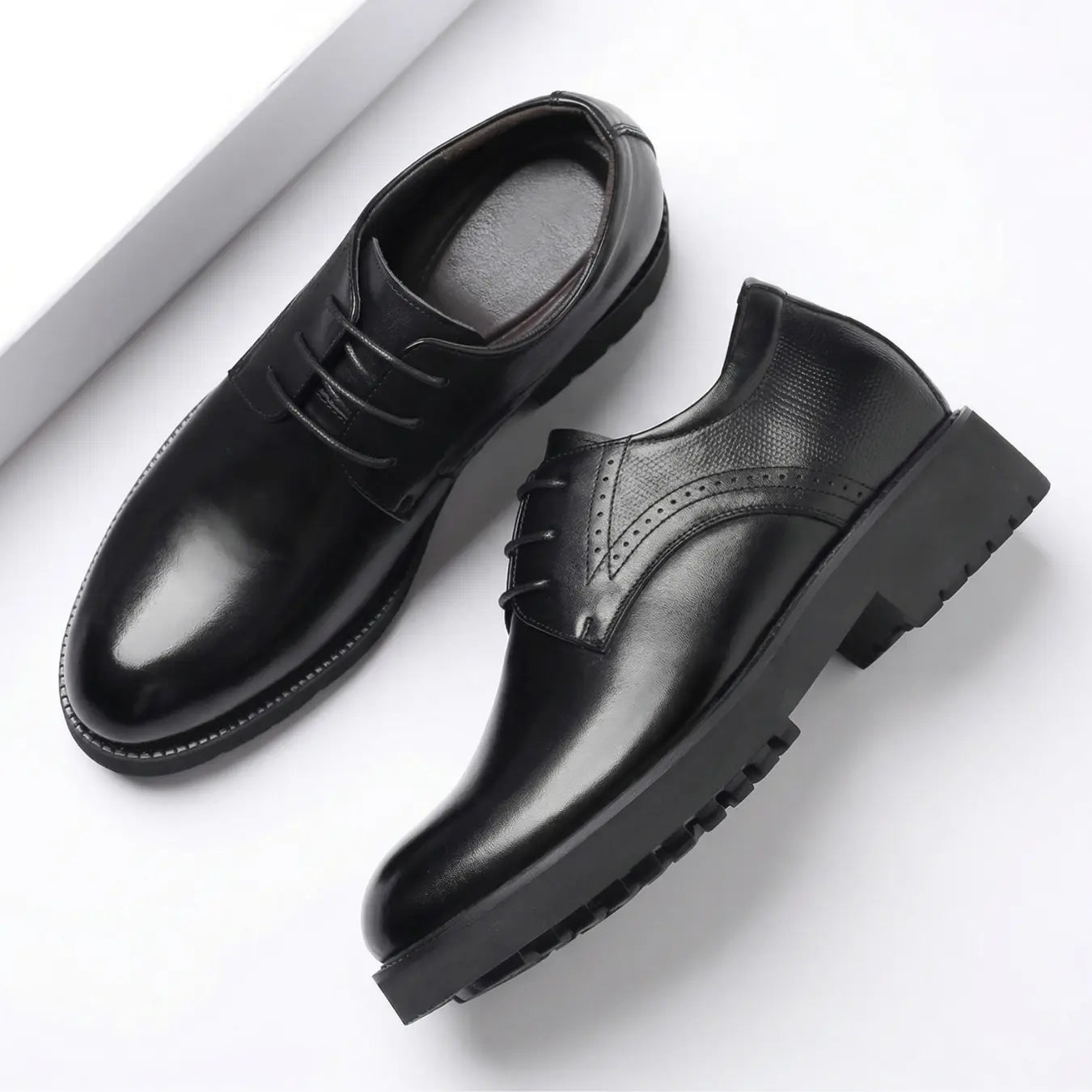 Ovrin 8cm height increasing cowhide leather dress shoes for men - Lucimora