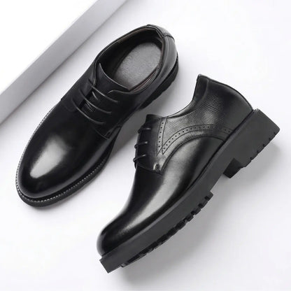 Ovrin 8cm height increasing cowhide leather dress shoes for men - Lucimora