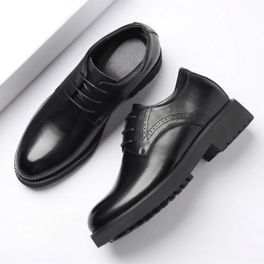 Ovrin 8cm height increasing cowhide leather dress shoes for men - Lucimora