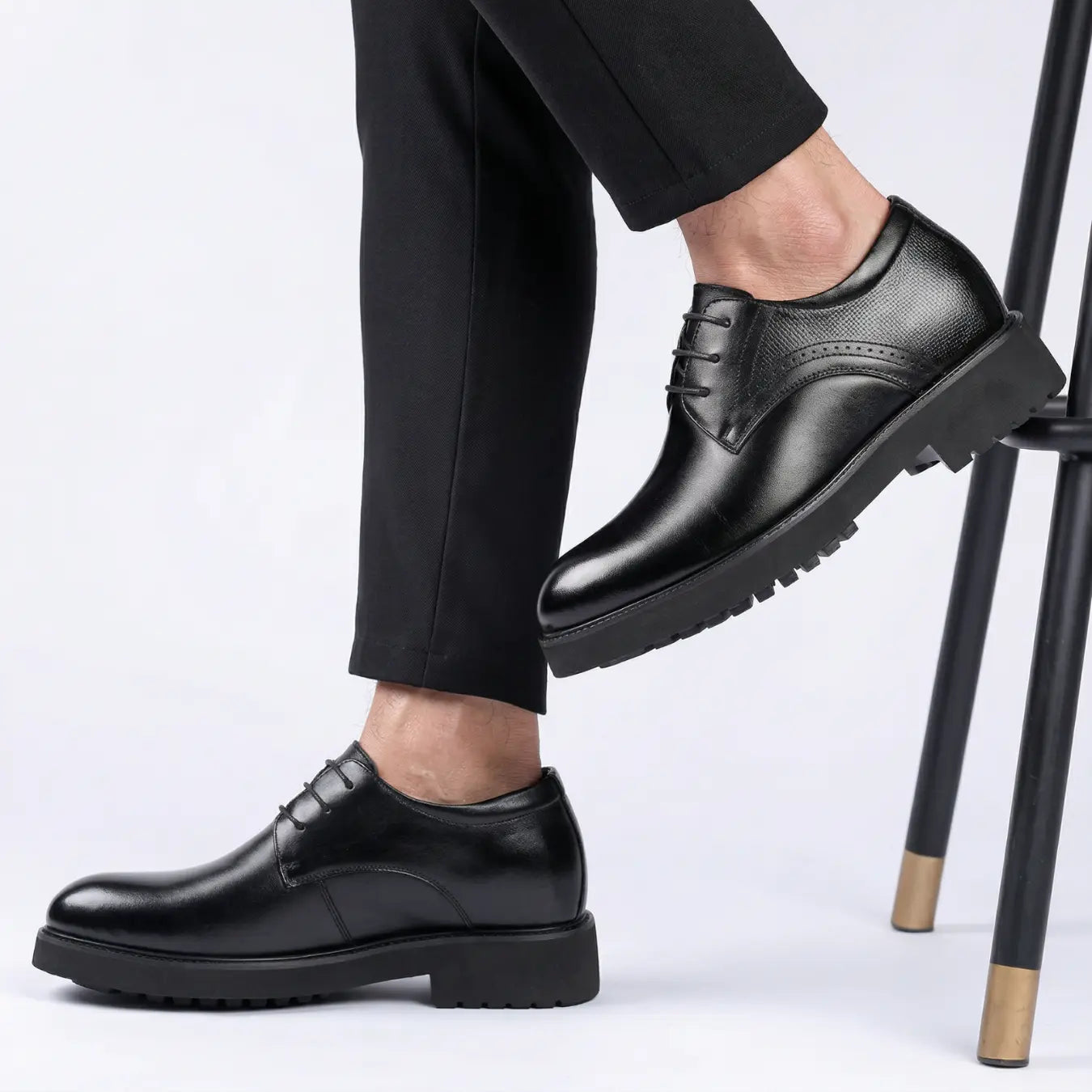 Ovrin 8cm height increasing cowhide leather dress shoes for men - Lucimora