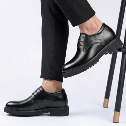 Ovrin 8cm height increasing cowhide leather dress shoes for men - Lucimora