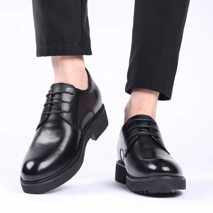 ovrin 8cm height increasing leather dress black shoes for men