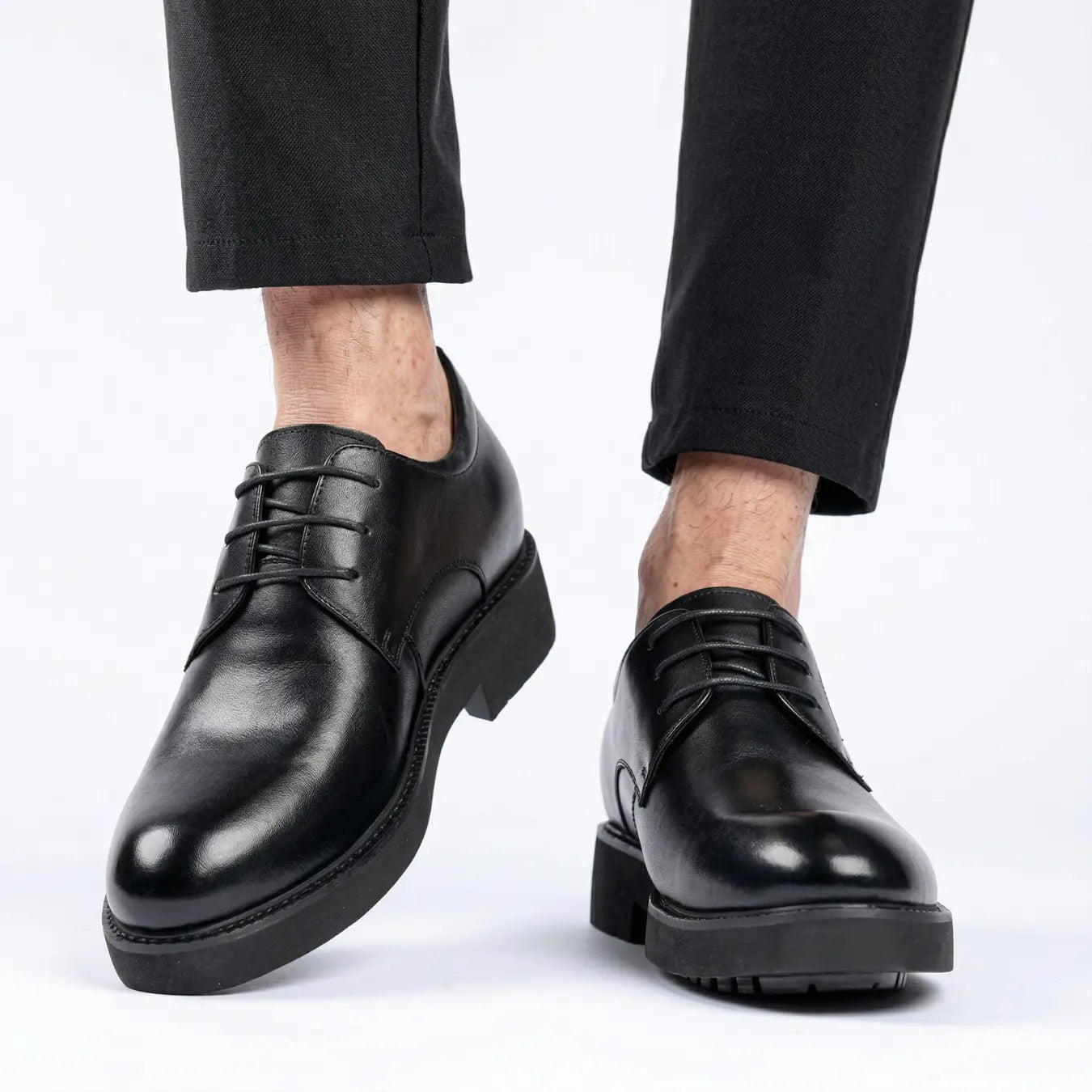 Ovrin 8cm height increasing cowhide leather dress shoes for men - Lucimora