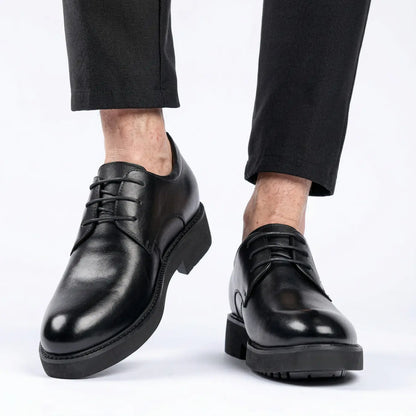 Ovrin 8cm height increasing cowhide leather dress shoes for men - Lucimora