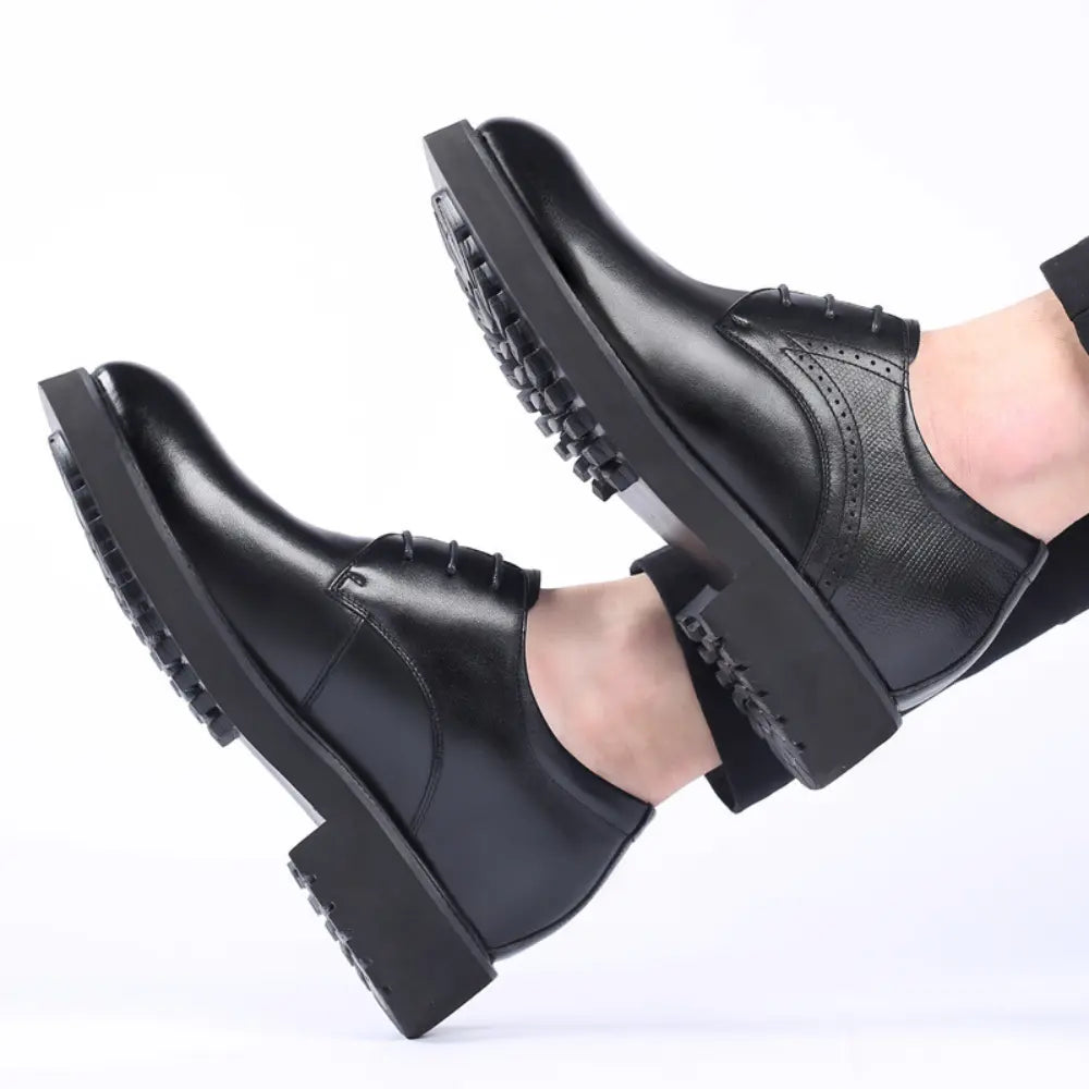 ovrin 8cm height increasing leather dress black shoes for men