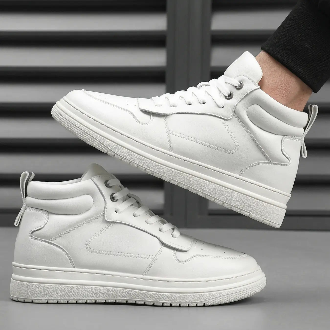 Praxor 8cm height increasing high-top leather sneakers - Lucimora