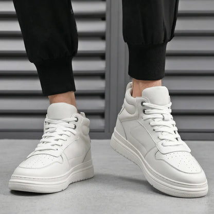 Praxor 8cm height increasing high-top leather sneakers - Lucimora