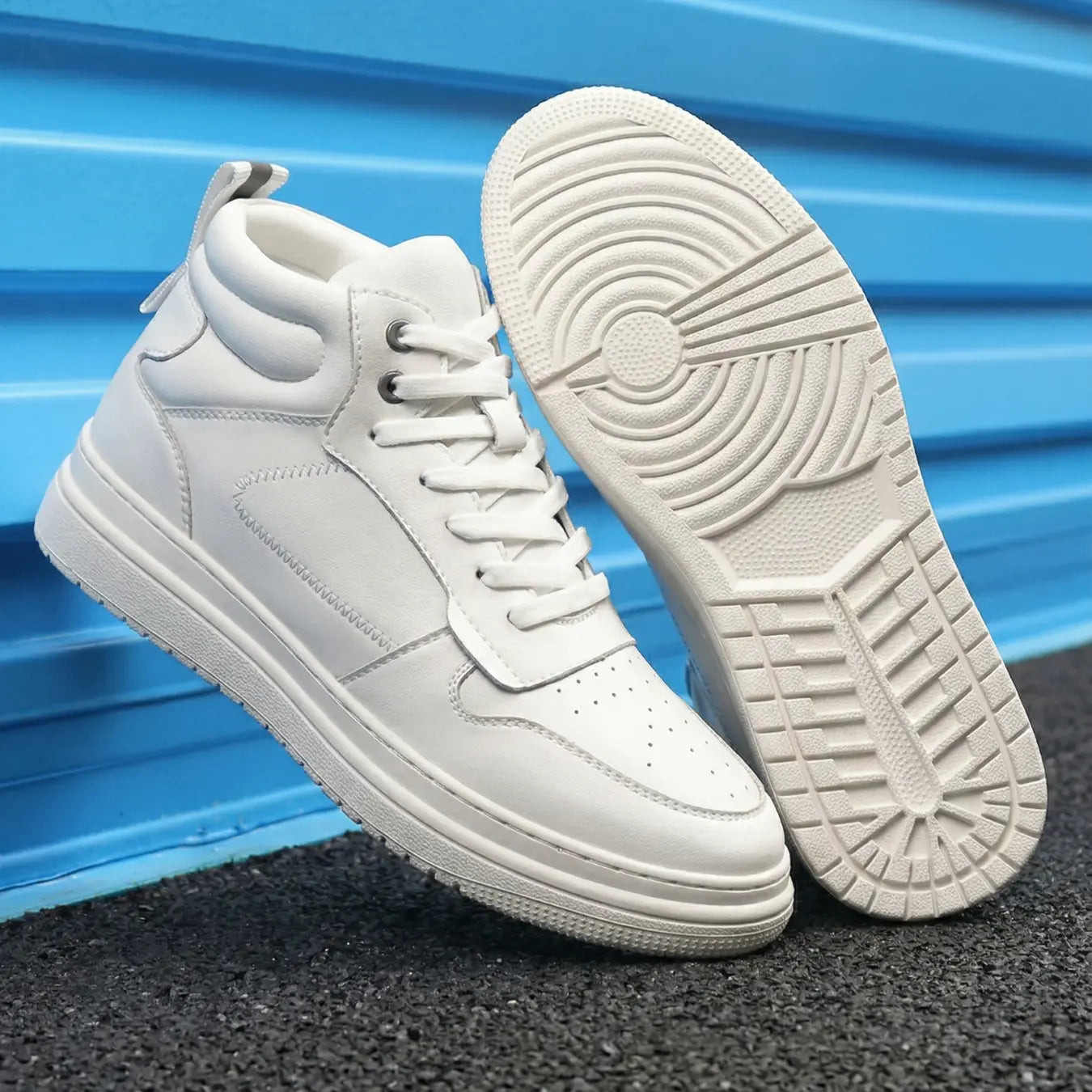 Praxor 8cm height increasing high-top leather sneakers - Lucimora