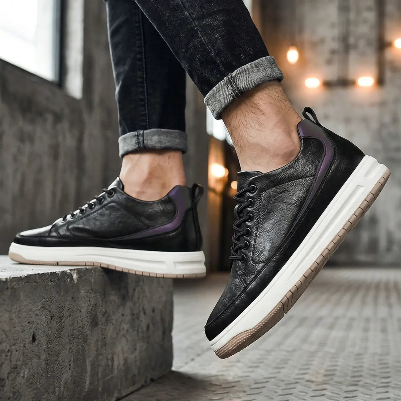 Raphael 8cm height increasing leather sneaker for men -  Lucimora 
