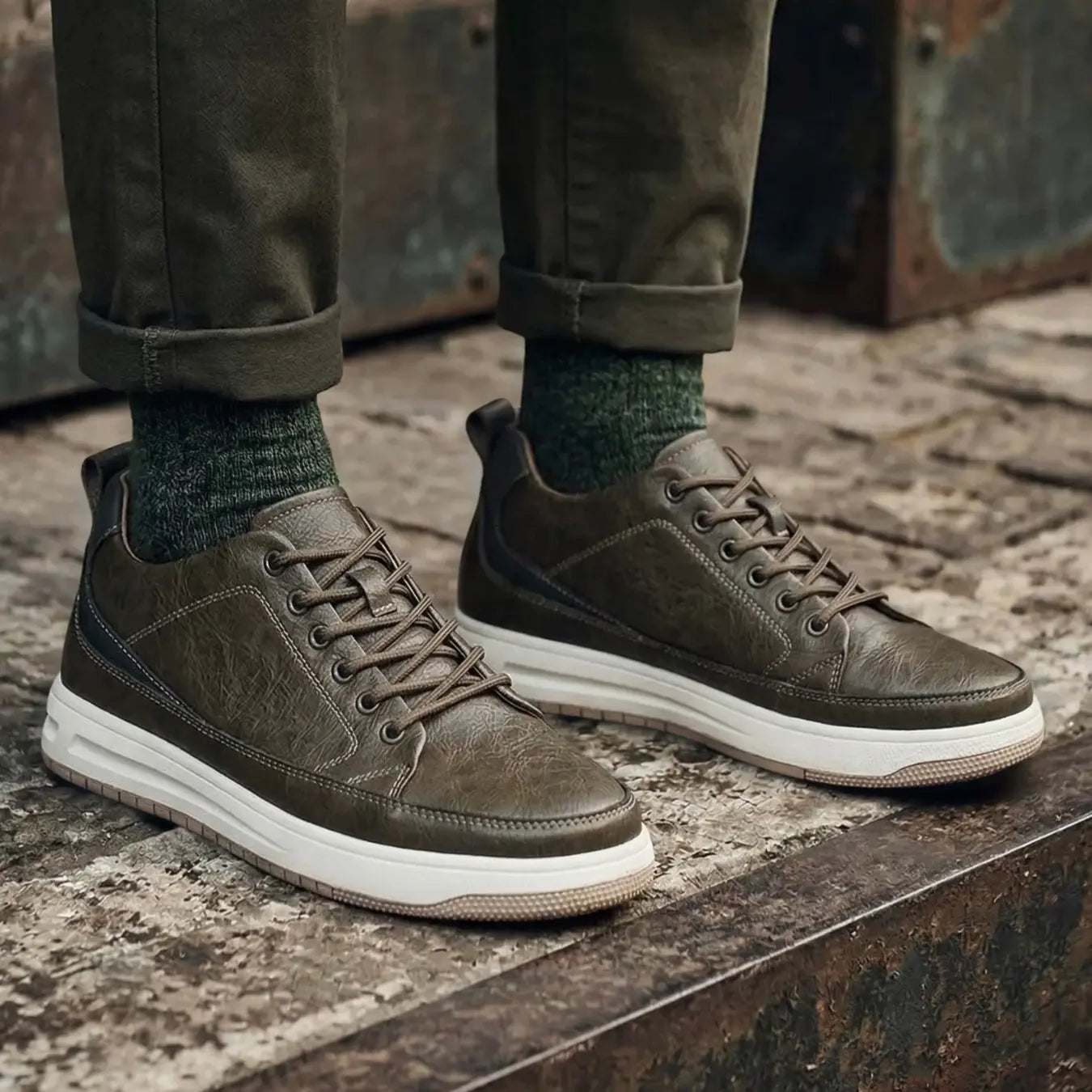 Raphael 8cm height increasing leather sneaker for men -  Lucimora 