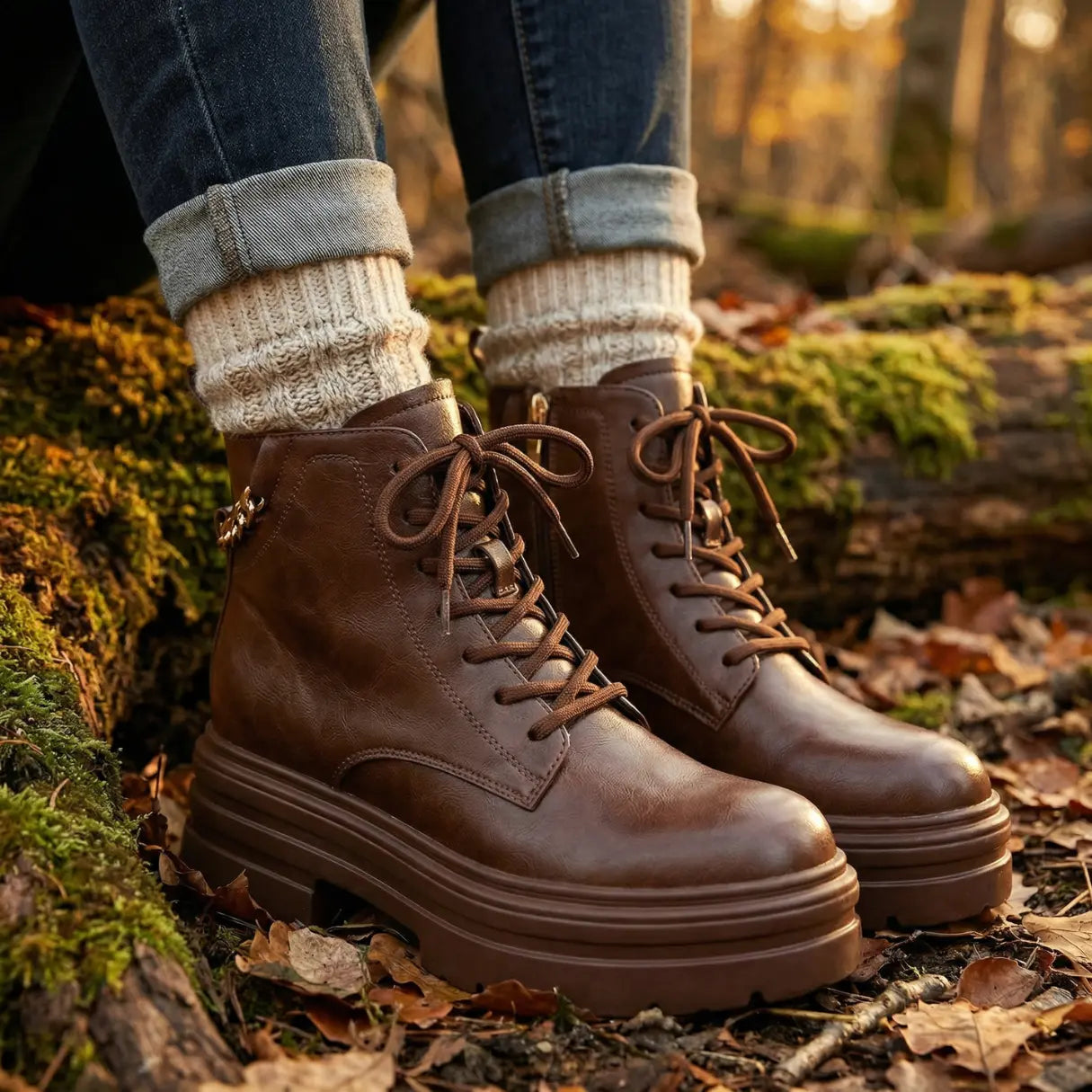 Ravena 11cm (4.3" inches) height increasing cowhide leather boots for women from Lucimora 