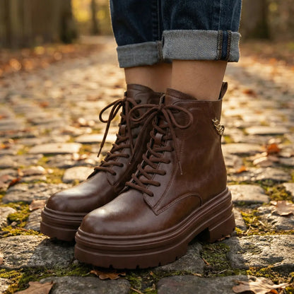 Ravena 11cm (4.3" inches) height increasing cowhide leather boots for women from Lucimora 