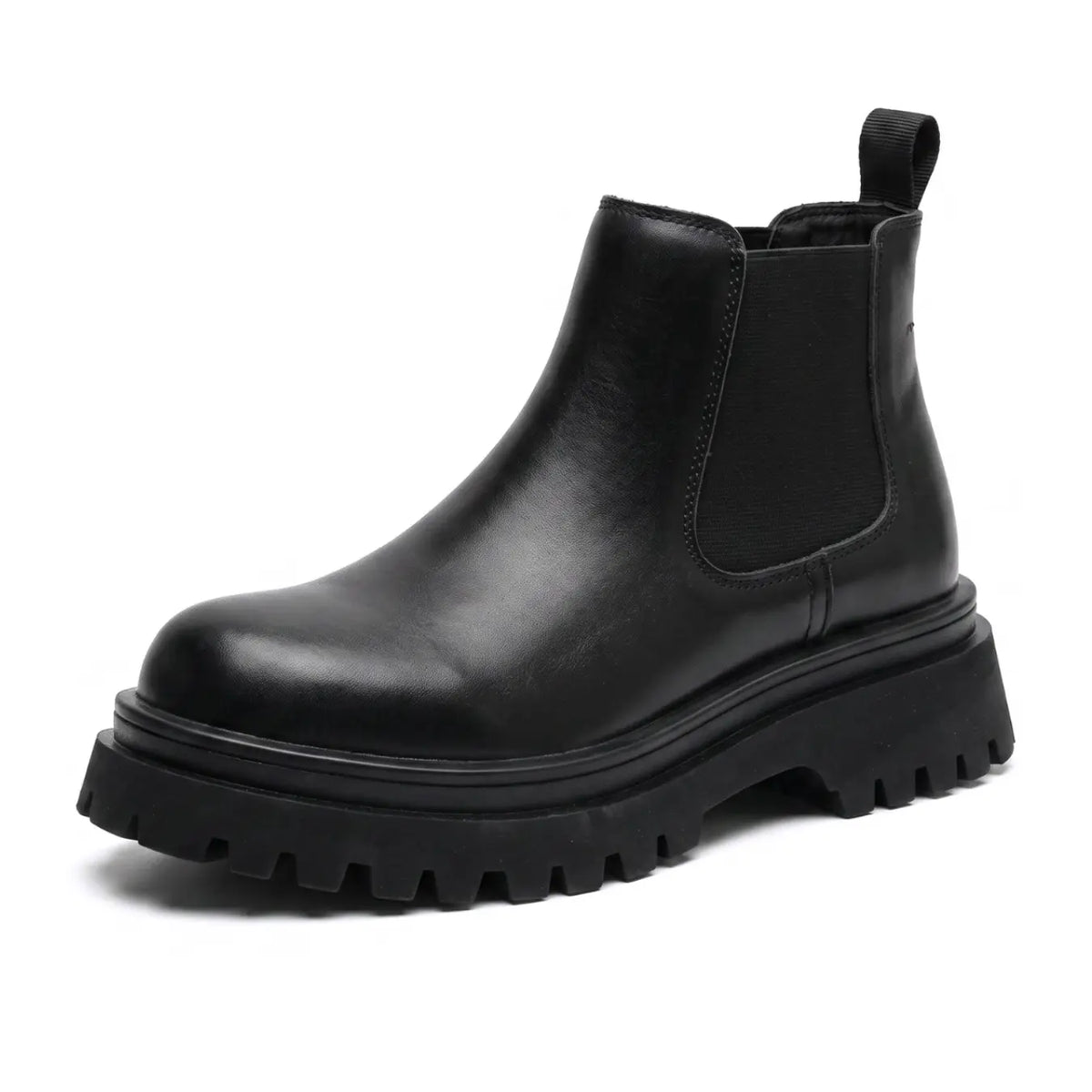 Ravenor Men's 9cm Elevator Chelsea Boots | Chunky Lug Sole Slip-On Height Increasing Shoes | Lucimora - black