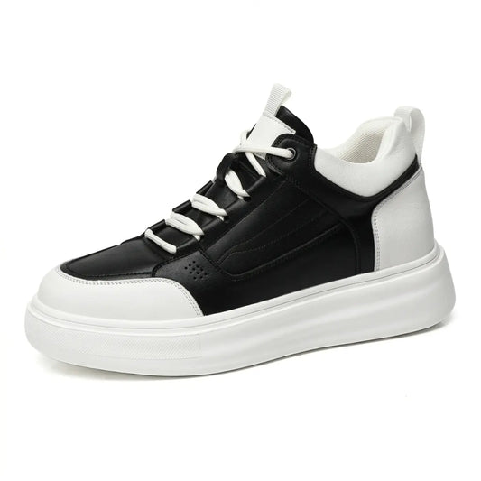 Ravik 8cm height increasing mid-top leather sneakers for men - Lucimora