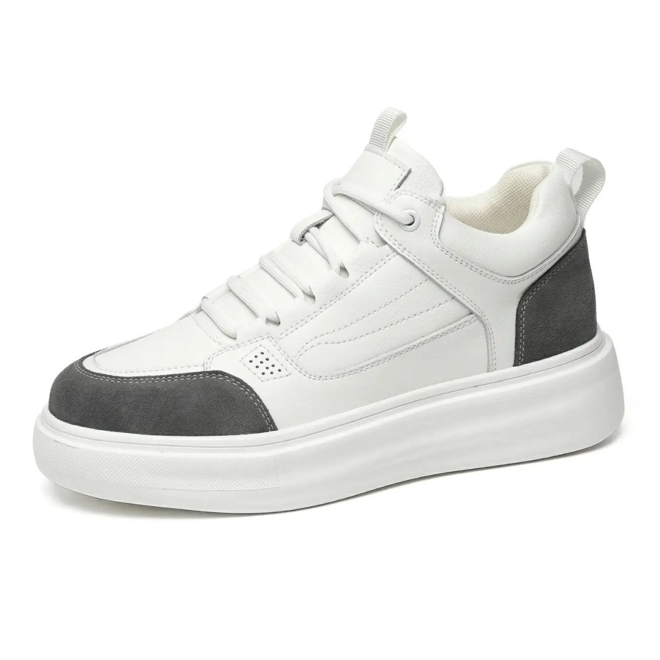 Ravik 8cm height increasing mid-top leather sneakers for men - Lucimora