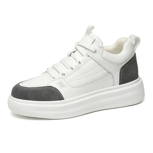 Ravik 8cm height increasing mid-top leather sneakers for men - Lucimora