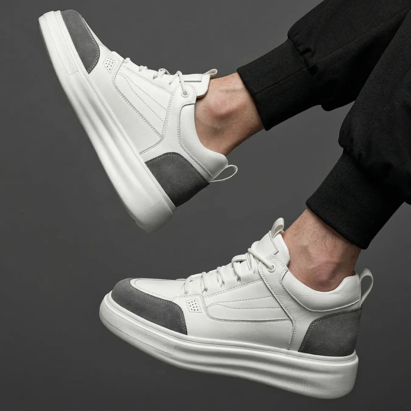 Ravik 8cm height increasing mid-top leather sneakers for men - Lucimora