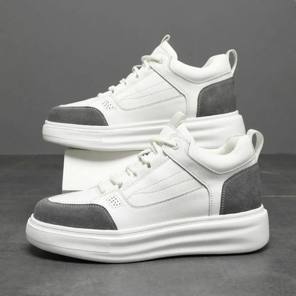 Ravik 8cm height increasing mid-top leather sneakers for men - Lucimora