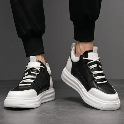 Ravik 8cm height increasing mid-top leather sneakers for men - Lucimora