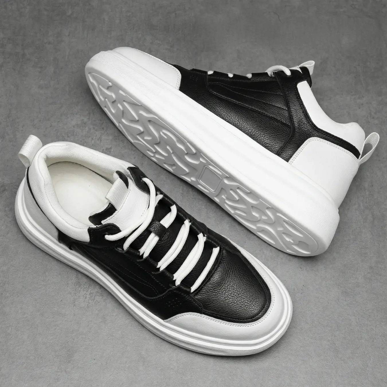 Ravik 8cm height increasing mid-top leather sneakers for men - Lucimora