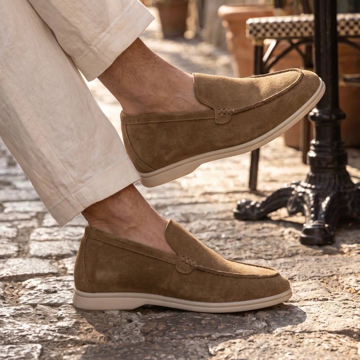 Rivalto Men's 6cm Elevator Loafers | Moc Toe Slip-On Hidden Lift Height Increasing Shoes | Lucimora - brown