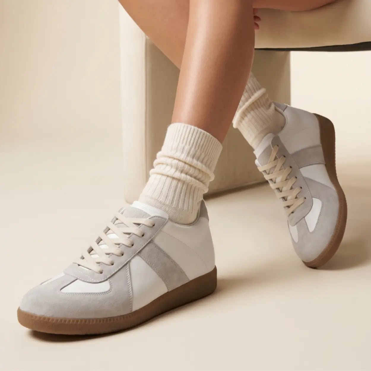 Riven 7cm height increasing leather sneakers for women - Lucimora