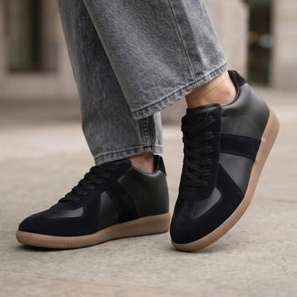 Riven 7cm height increasing leather sneakers for women - Lucimora