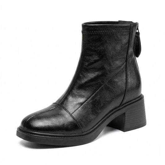 Selene 10cm height increasing leather boots for women - Lucimora