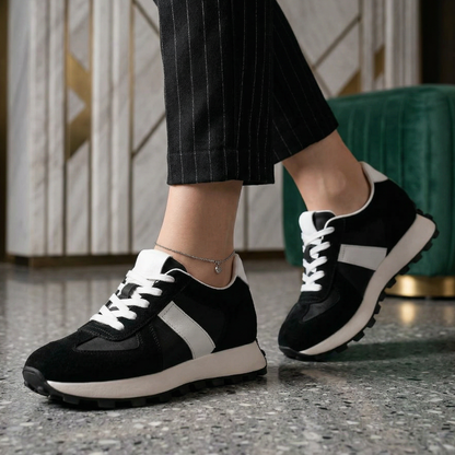 Sentry 9cm (3.5" inches) height increasing leather sneakers for women - lucimora